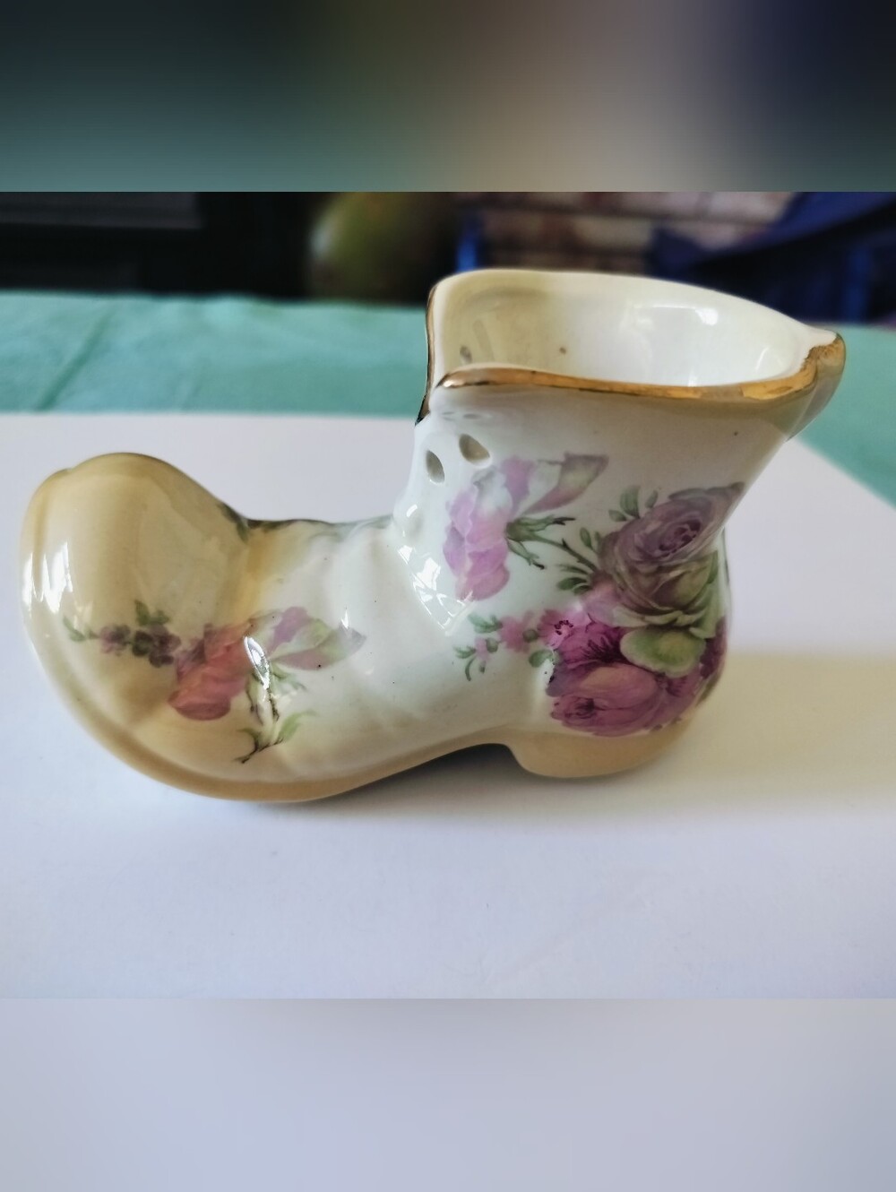 Vintage Old Foley James Kent Ltd Staffordshire England Porcelain Shoe Figurine